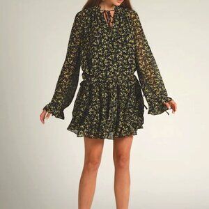 CISTAR NEW YORK Floral Mini Dress - Black and Yellow